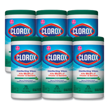 Clorox® Disinfecting Wipes, Fresh Scent, 7 X 8, White, 75-canister, 6 Canisters-carton freeshipping - TVN Wholesale